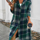 Plaid Long Sleeve Hooded Coat