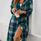 Plaid Long Sleeve Hooded Coat