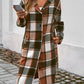 Plaid Long Sleeve Hooded Coat