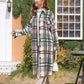 Plaid Button Up Dropped Shoulder Coat