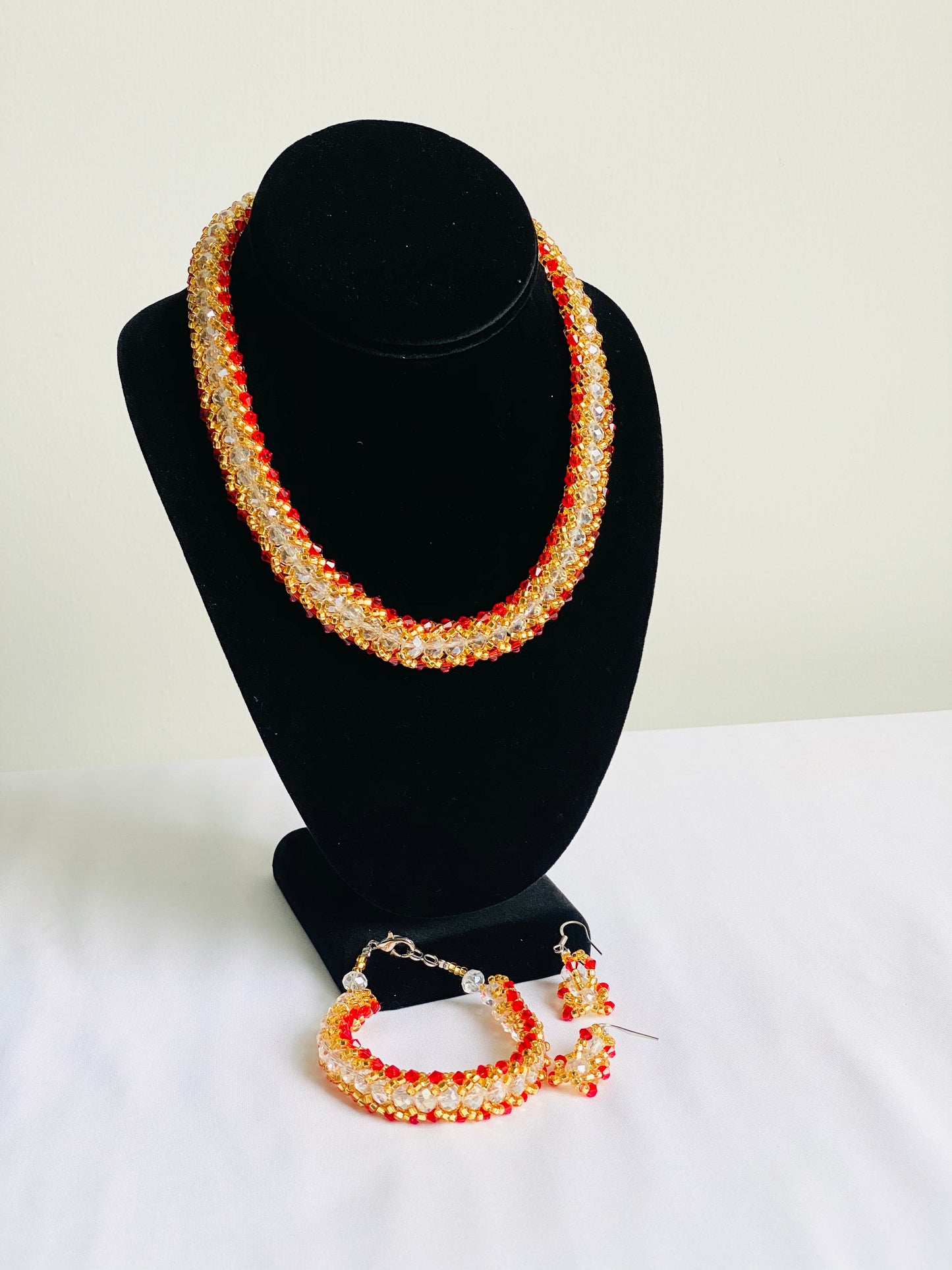 Krobo Beaded Necklace w/ Bracelet and Earring Set