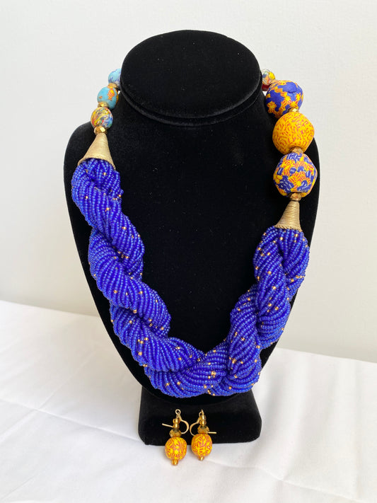 African Beaded Necklace /Earrings Set